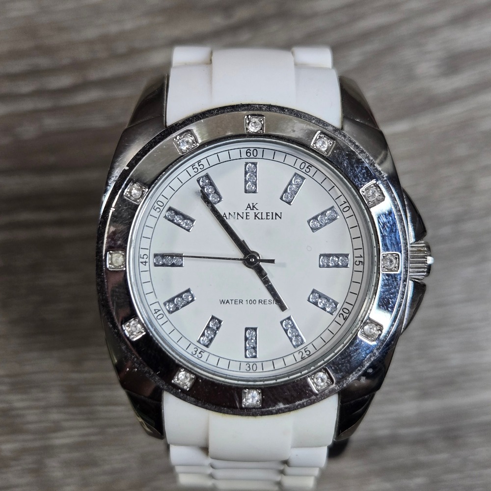 Anne Klein Women's Watch 10/9179 Y121E White Link Bracelet‎ Crystal Bezel Workin